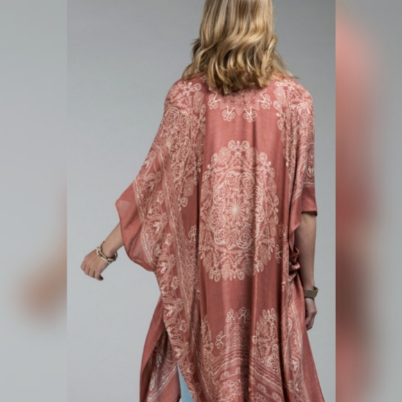 Mandala Kimono Paisley Print Scarf Cover-Up Duster - Picture 4 of 4